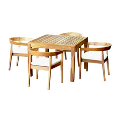 Panama Jack Bali Teak 5-Piece Square Dining Set with Cushions, Grade A