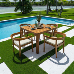 Panama Jack Bali Teak 5-Piece Square Dining Set with Cushions, Grade A