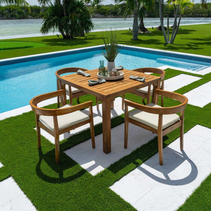 Panama Jack Bali Teak 5-Piece Square Dining Set with Cushions, Grade A