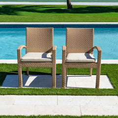 Panama Jack Austin Dining Armchairs Set of 2, Aluminum Frame