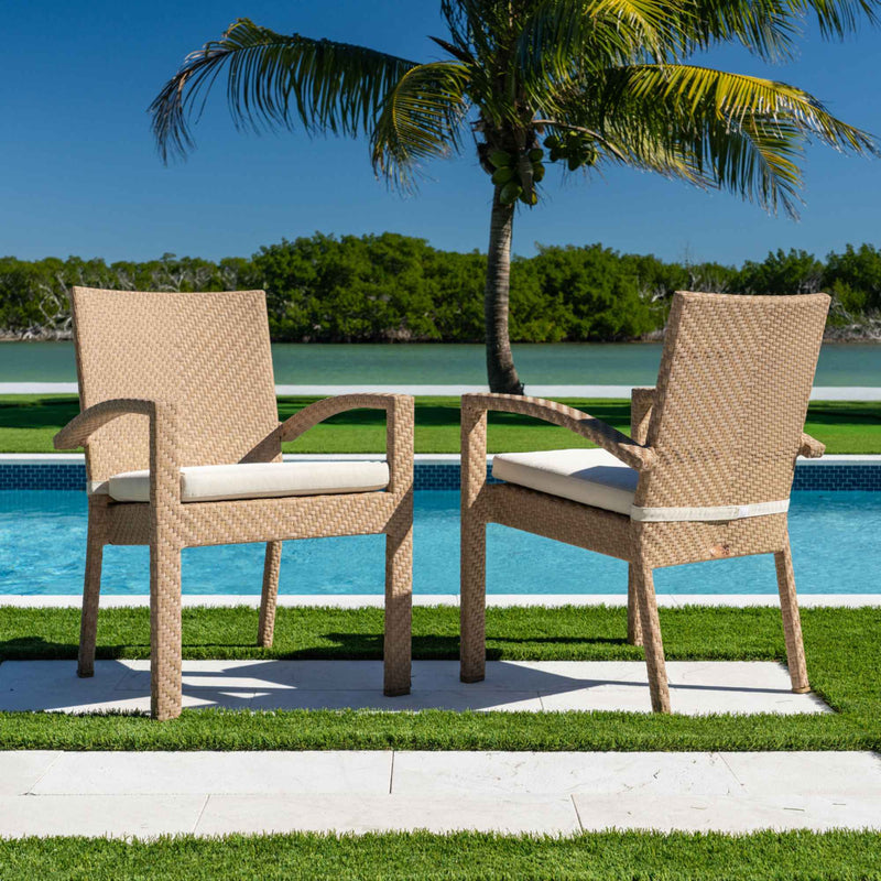 Panama Jack Austin Dining Armchairs Set of 2, Aluminum Frame