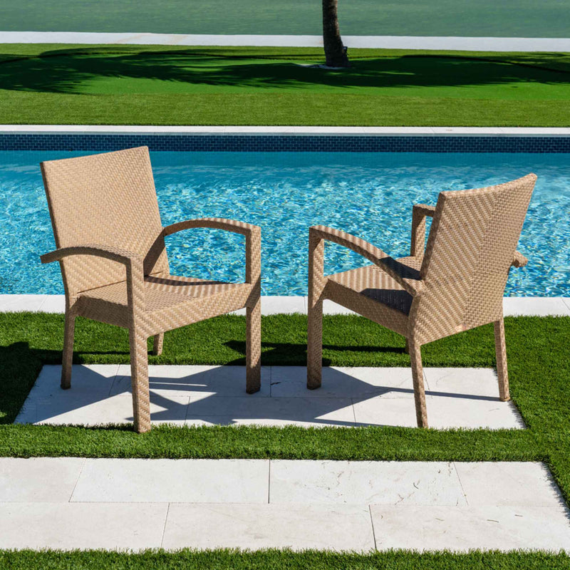 Panama Jack Austin Dining Armchairs, Anodized Aluminum Frame (2)