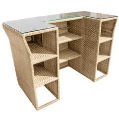 Panama Jack Austin Bar with Glass Outdoor Bar, Aluminum Frame