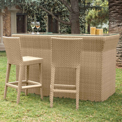 Panama Jack Austin Bar with Glass Outdoor Bar, Aluminum Frame