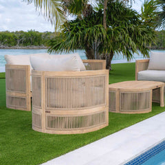 Panama Jack Cabo 4-Piece Loveseat Seating Set, Acacia Wood