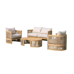 Panama Jack Cabo 4-Piece Loveseat Seating Set, Acacia Wood