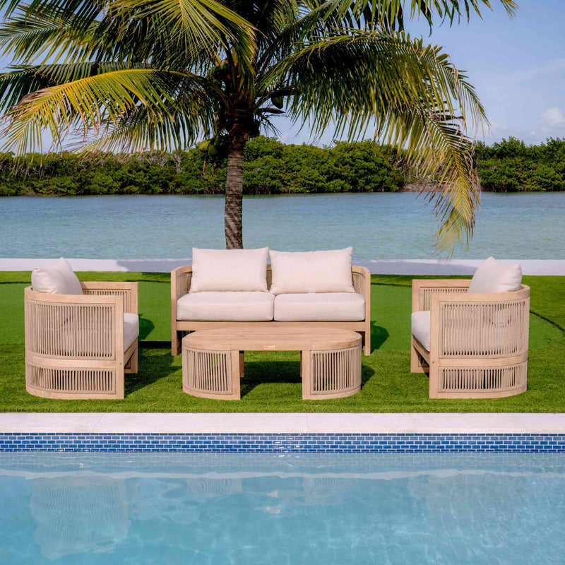 Panama Jack Cabo 4-Piece Loveseat Seating Set, Acacia Wood