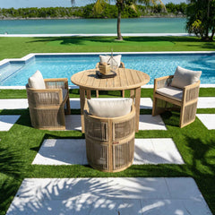 Panama Jack Cabo 5-Piece Barrel Dining Set — Acacia Wood
