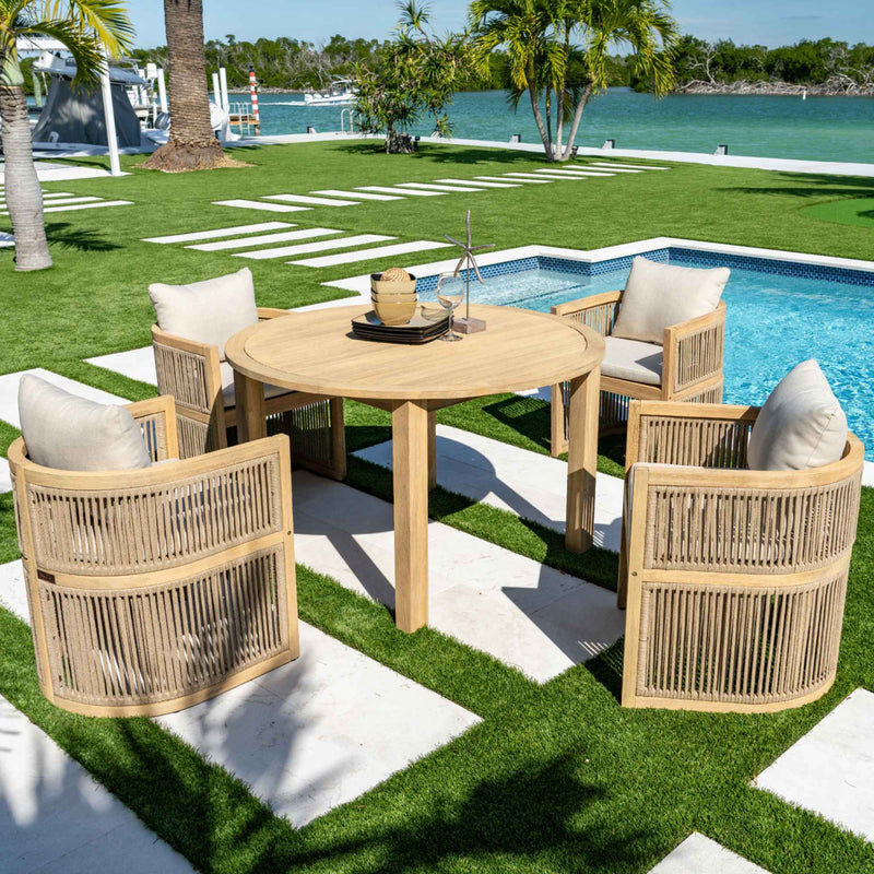 Panama Jack Cabo 5-Piece Barrel Dining Set — Acacia Wood