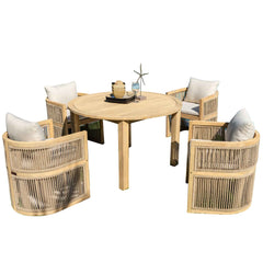 Panama Jack Cabo 5-Piece Barrel Dining Set — Acacia Wood