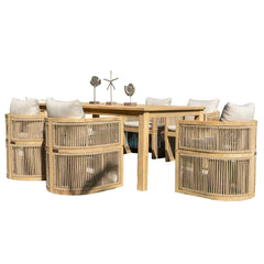 Panama Jack Cabo 7-Piece Barrel Dining Set with Acacia Wood Frames