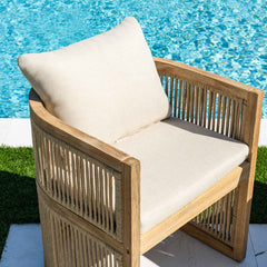 Panama Jack Cabo 7-Piece Barrel Dining Set with Acacia Wood Frames