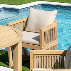 Panama Jack Cabo 7-Piece Barrel Dining Set with Acacia Wood Frames