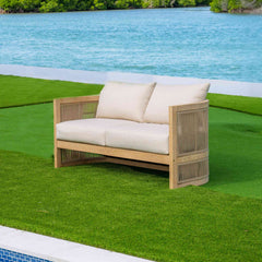 Panama Jack Cabo Loveseat - Acacia-wrapped Aluminum Frame