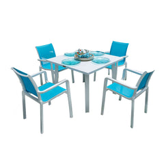 Panama Jack Abaco 5-Piece Dining Set, Tempered Glass Top