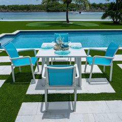 Panama Jack Abaco 5-Piece Dining Set, Tempered Glass Top