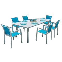 Panama Jack Abaco 7-Piece Dining Set, Outdoor with Tempered Glass