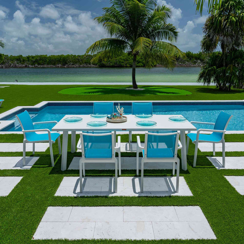 Panama Jack Abaco 7-Piece Dining Set, Outdoor with Tempered Glass