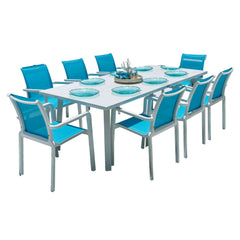 Panama Jack Abaco 9-Piece Dining Set, Tempered Glass Top