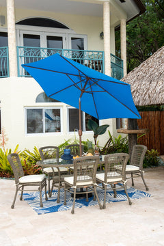 Panama Jack Blue 9 ft Aluminum Patio Umbrella Crank & Tilt