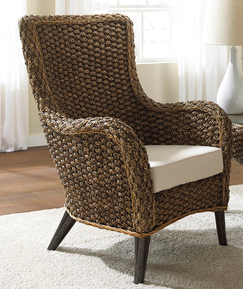 Panama Jack Sanibel Lounge Chair with Cushion, Hand-braided Banana Leaf