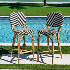 Panama Jack Nerea Bar Stools, Set of 2, Natural Rattan Frame