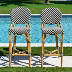 Panama Jack Nerea Bar Stools, Set of 2, Natural Rattan Frame