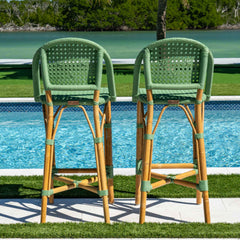 Panama Jack Chloe Bar Stools, Set of 2, Natural Rattan Frame