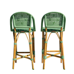Panama Jack Chloe Bar Stools, Set of 2, Natural Rattan Frame