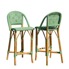 Panama Jack Chloe Bar Stools, Set of 2, Natural Rattan Frame