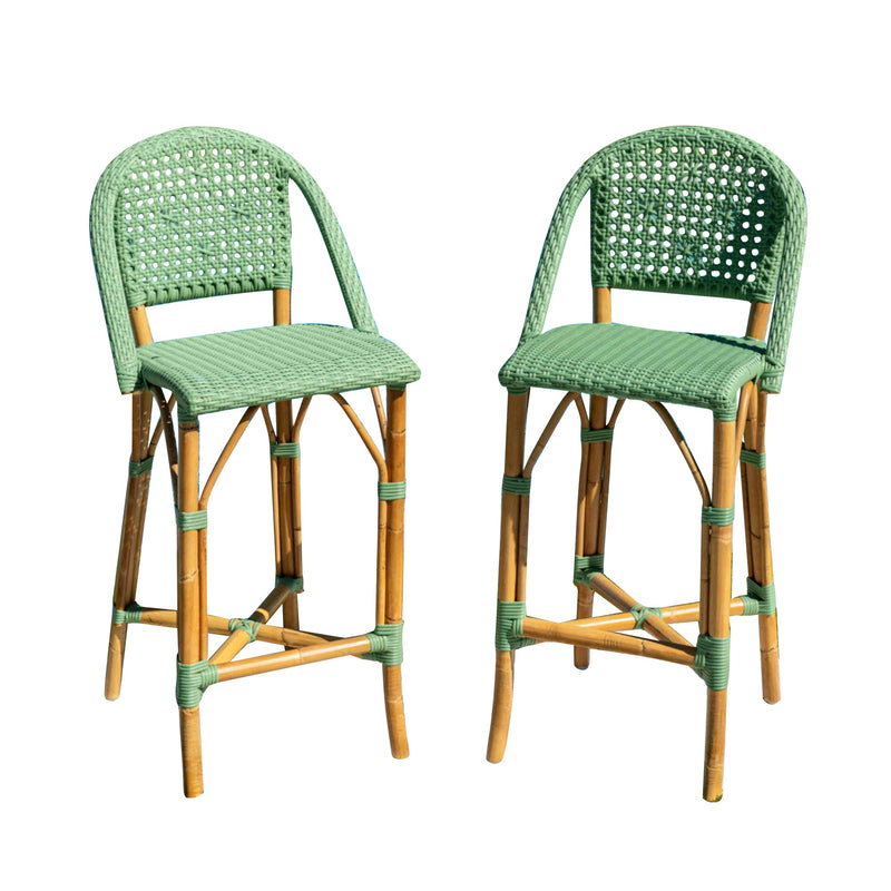 Panama Jack Chloe Bar Stools, Set of 2, Natural Rattan Frame