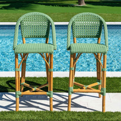 Panama Jack Chloe Counter Stools, Set of 2, Natural Rattan Frame
