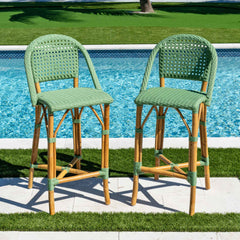 Panama Jack Chloe Counter Stools, Set of 2, Natural Rattan Frame