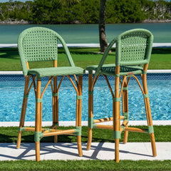 Panama Jack Chloe Counter Stools, Set of 2, Natural Rattan Frame