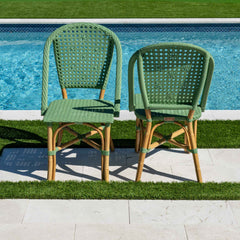 Panama Jack Chloe Side Chair Natural Rattan Frame Green Weave