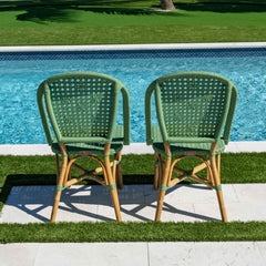 Panama Jack Chloe Side Chair Natural Rattan Frame Green Weave