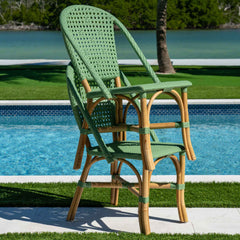Panama Jack Chloe Side Chair Natural Rattan Frame Green Weave