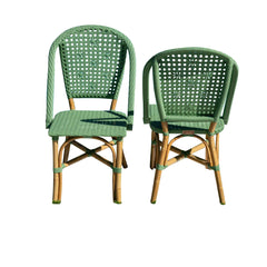 Panama Jack Chloe Side Chair Natural Rattan Frame Green Weave