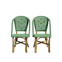 Panama Jack Chloe Side Chair Natural Rattan Frame Green Weave