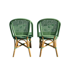 Panama Jack Chloe Side Chair Natural Rattan Frame Green Weave