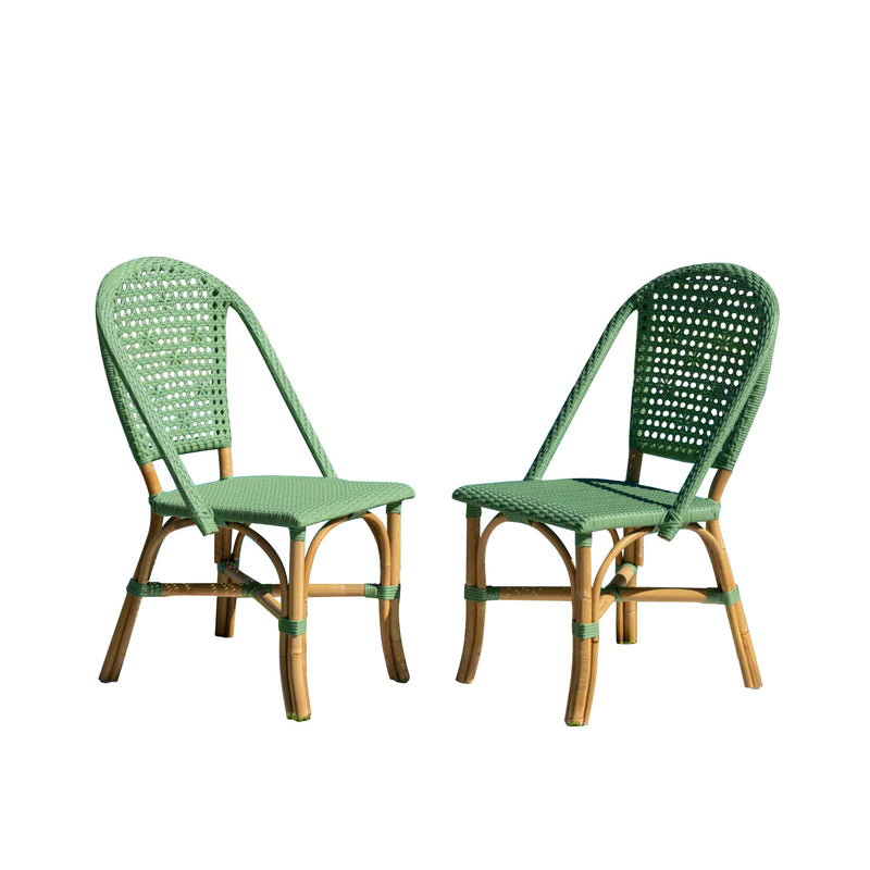 Panama Jack Chloe Side Chair Natural Rattan Frame Green Weave