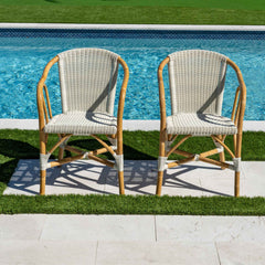 Panama Jack Barina Bistro Armchairs, Natural Rattan Frame
