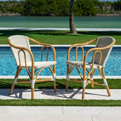 Panama Jack Barina Bistro Armchairs, Natural Rattan Frame