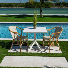Panama Jack Barina Bistro Armchairs, Natural Rattan Frame