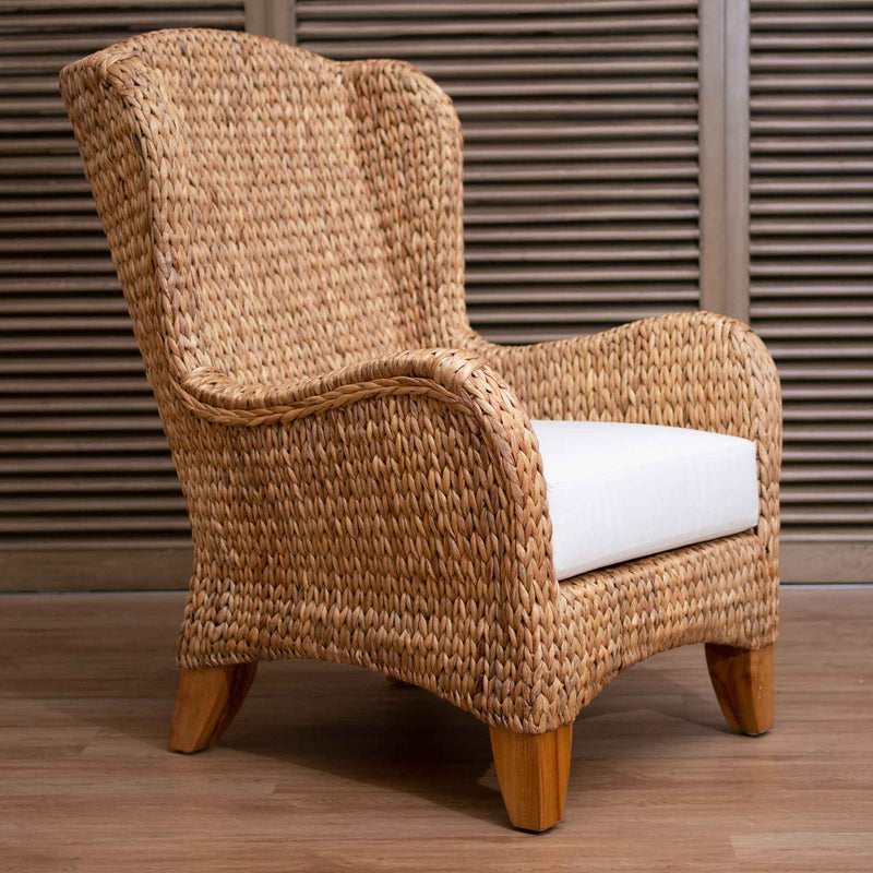 Panama Jack Amelia Wing Chair, Natural Seagrass Frame for Living Room
