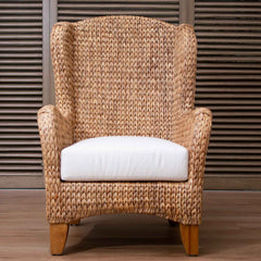 Panama Jack Amelia Wing Chair, Natural Seagrass Frame for Living Room