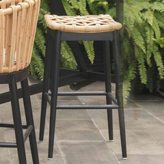 Panama Jack Java Backless Barstool Set of 2, Black Wood Frame