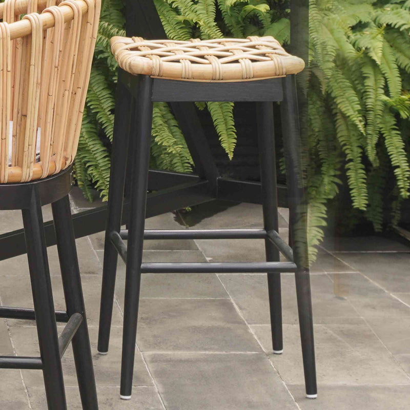 Panama Jack Java Backless Barstool Set of 2, Black Wood Frame