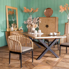Panama Jack Java Dining Chair, Natural Pencil Rattan Accent