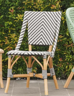 Panama Jack Paige Side Chairs, Black-and-White Synthetic Weave